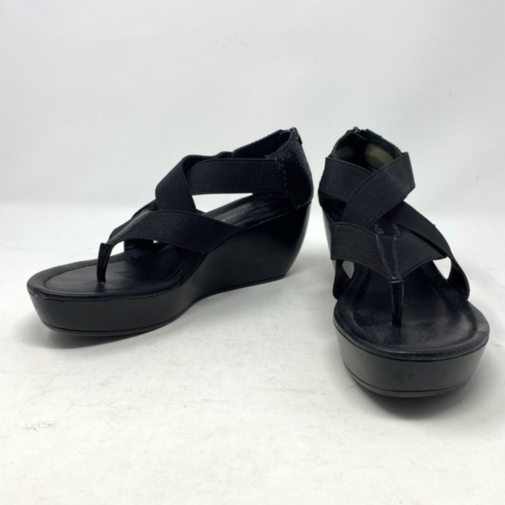 Donald J Pliner Chea-22‎ Sandals Womens 7.5M Snake Print Black Wedge 90s Strappy - Picture 2 of 16